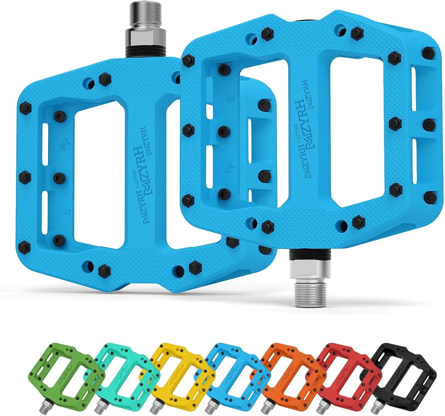 Mountain Bike Pedals 9/16" 3 Sealed Bearings Lightweight Non-Slip Nylon Fiber Bicycle Platform Pedals for Road BMX MTB