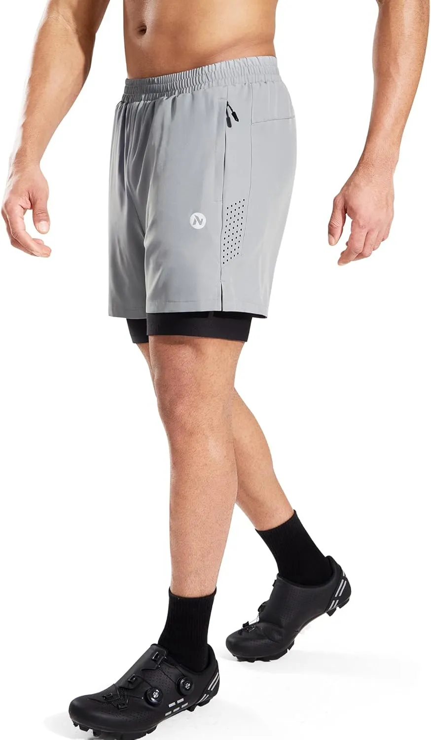 Nepest Men's Mountain Bike Shorts 4D Padded Cycling Bicycle Biker Riding Loose-fit Gel Padding MTB Shorts Zipper Pockets