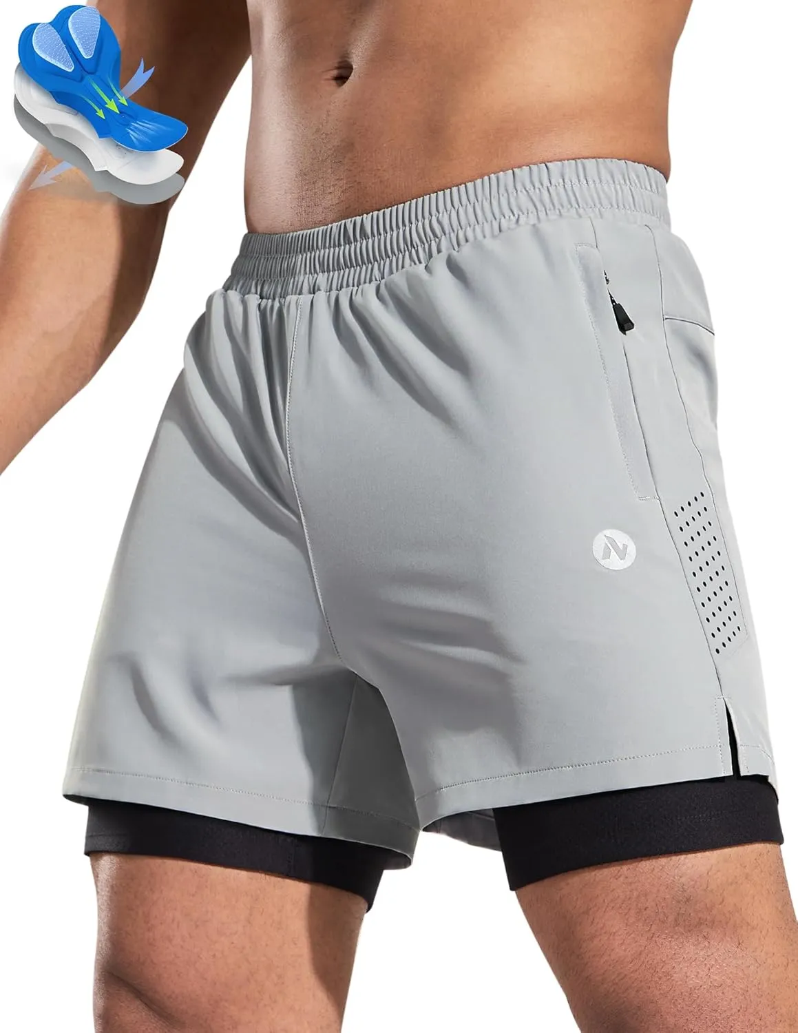 Nepest Men's Mountain Bike Shorts 4D Padded Cycling Bicycle Biker Riding Loose-fit Gel Padding MTB Shorts Zipper Pockets