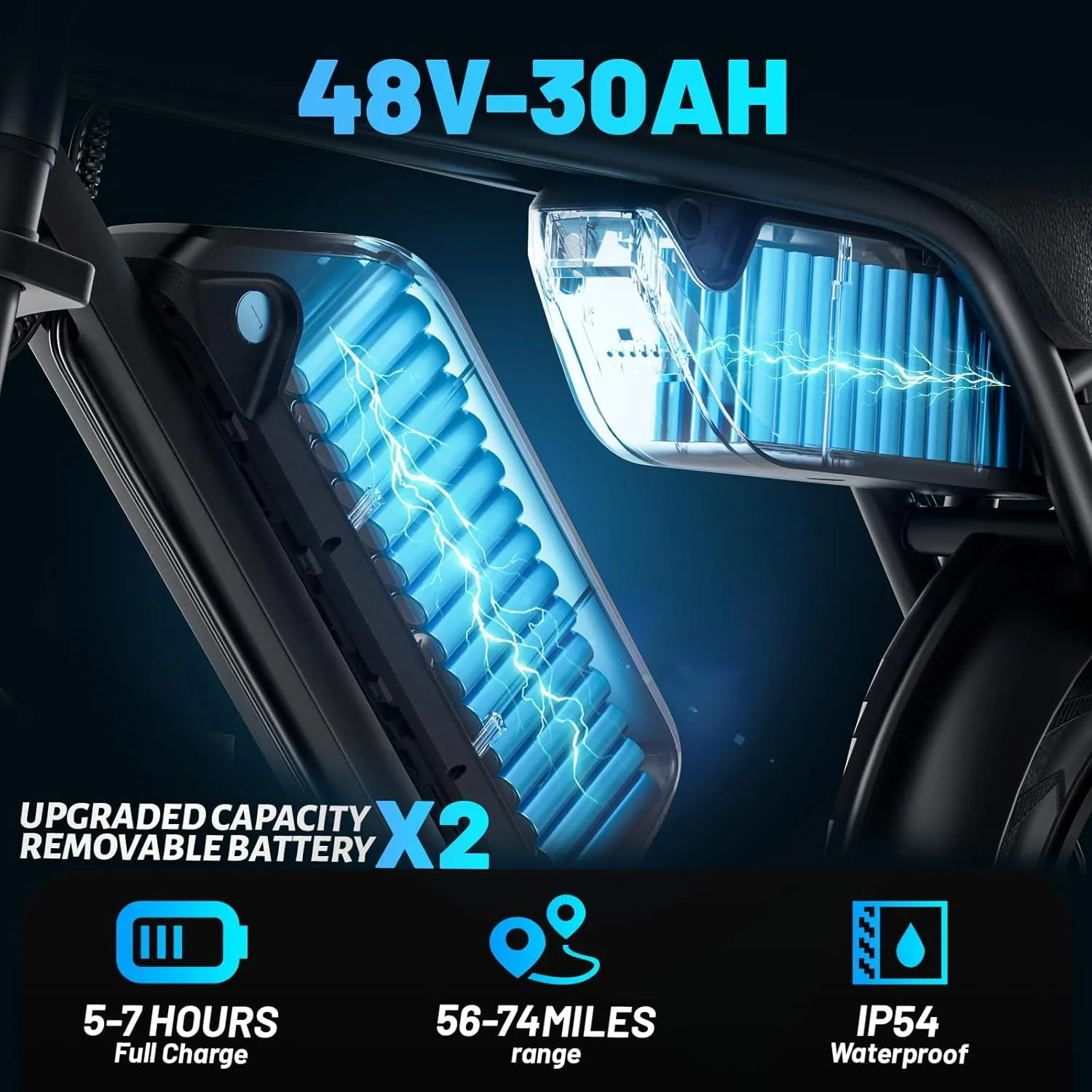 OUXI Electric Bike for Adults, Peak 500/750W/1000W, Up to 20/31 MPH, 10.4/15/30 AH Removable Battery, 16''/20" Fat Tire Electric Bike, 7-Speed Gear Bicicleta Elctrica, Ebike Moped Style UL Certified