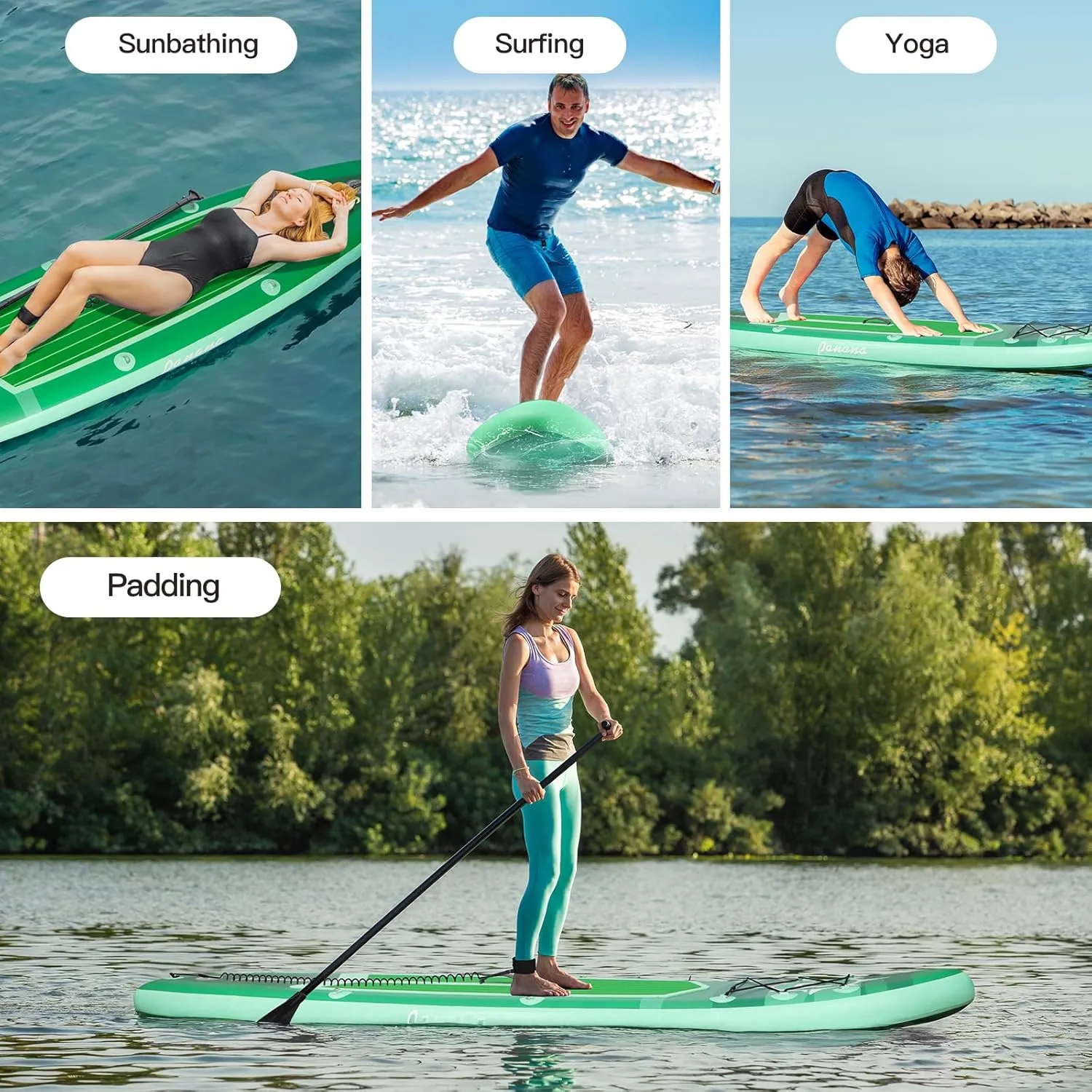 Panana Inflatable Stand Up Paddle Board, 10'x31 x6 SUP with Premium Paddle Board Accessories Kit, Anti-Slip EVA Deck for Adults Youth of All Skill Levels