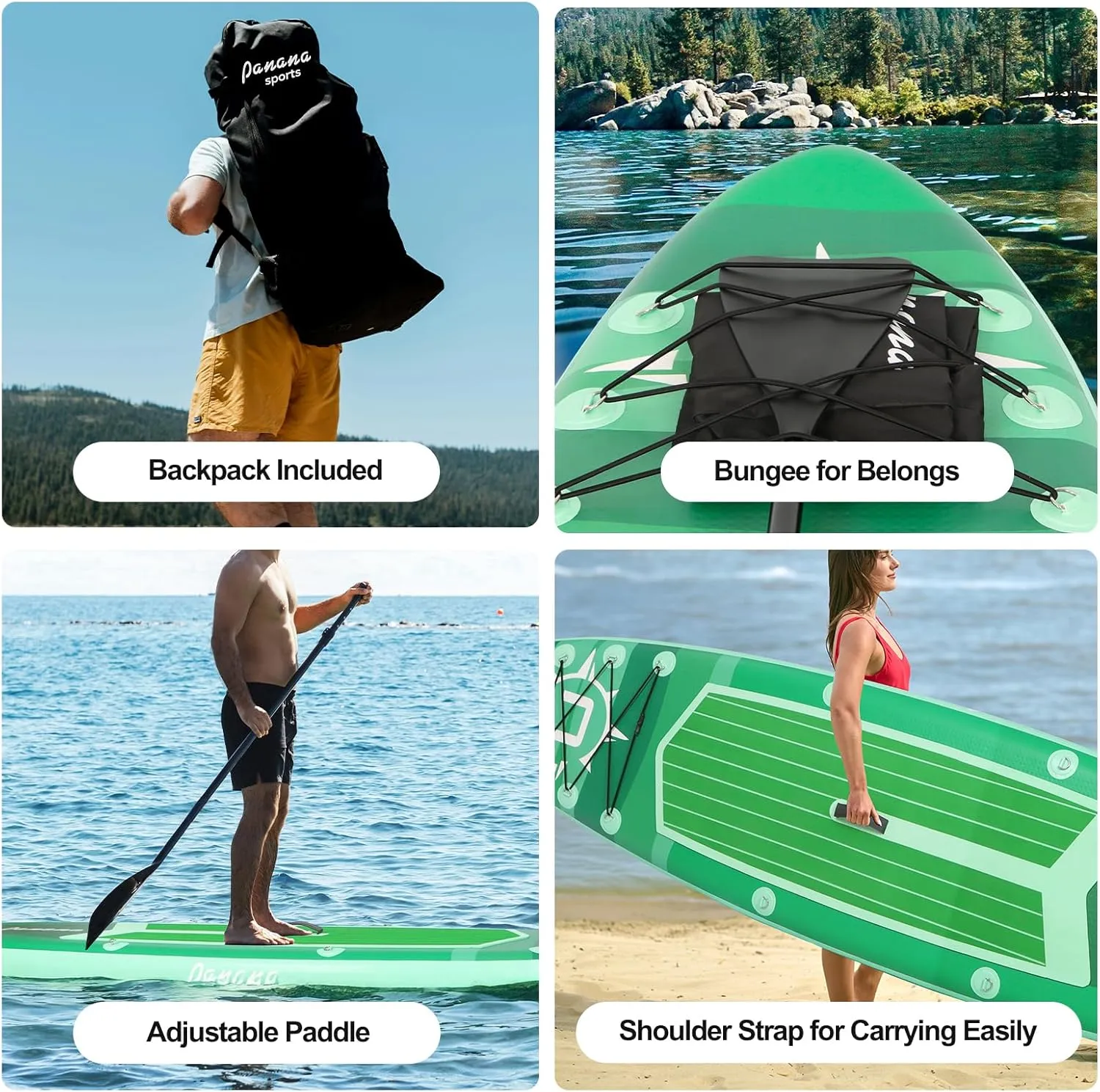 Panana Inflatable Stand Up Paddle Board, 10'x31 x6 SUP with Premium Paddle Board Accessories Kit, Anti-Slip EVA Deck for Adults Youth of All Skill Levels