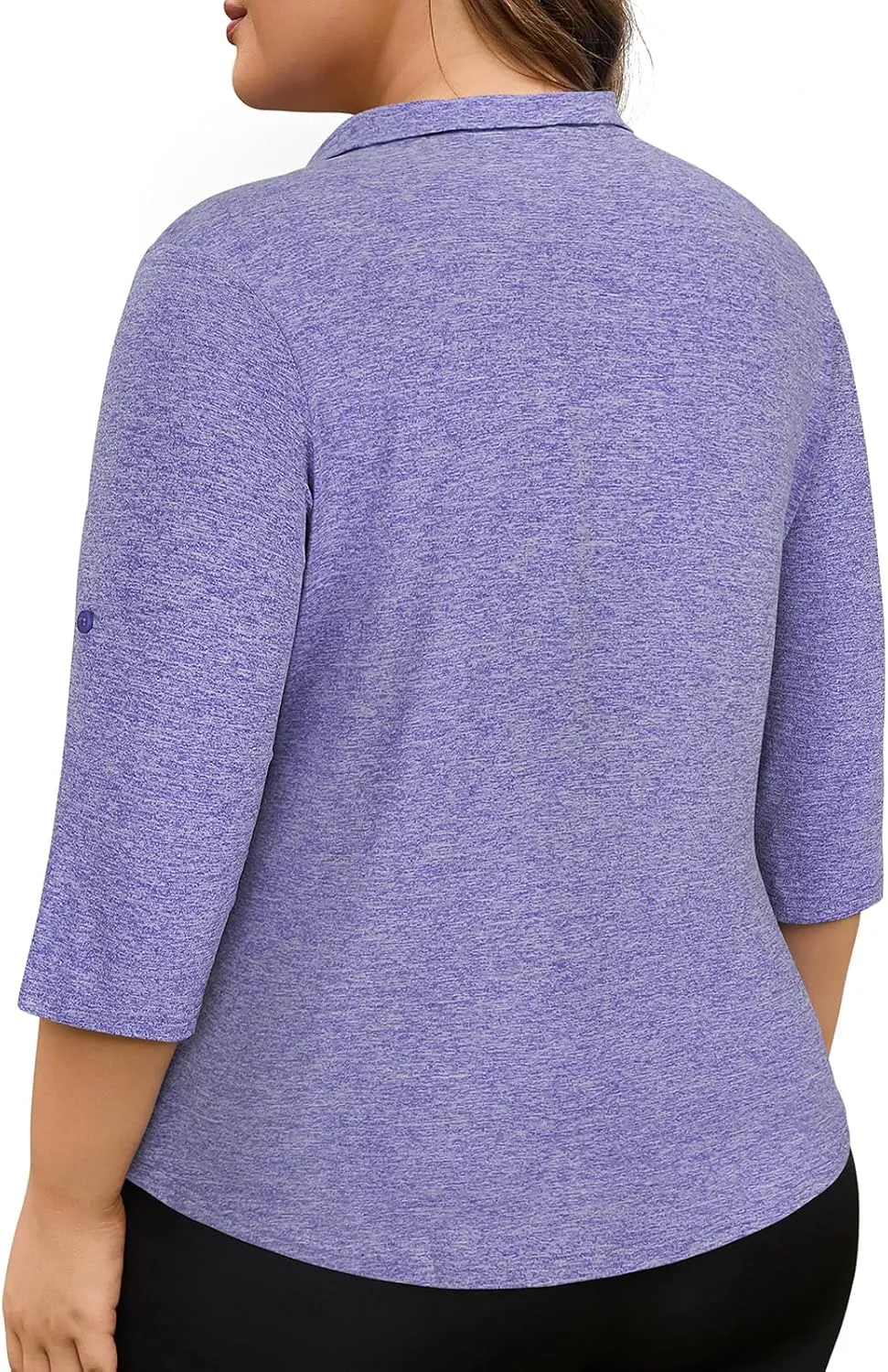 Plus Size Golf Polo Shirts for Women 3/4 Sleeve Quarter Zip Pullover Quick Dry Workout Tops XL-5XL