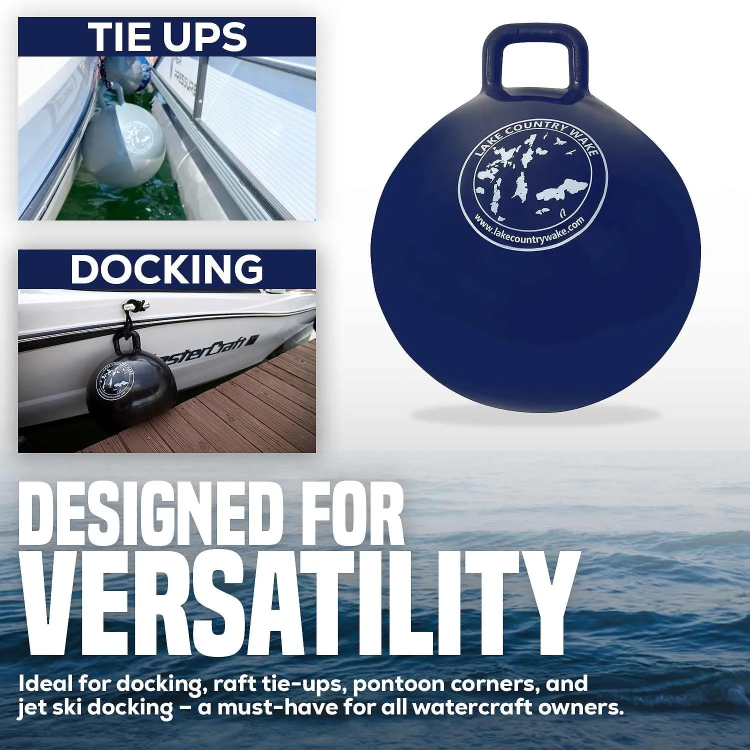 SAVur Inflatable Boat Fender Bumper for Docking and Raft Tie Up or Pontoon Jet Ski and Boat - Bumper Buoy Large 24 Inch Diameter