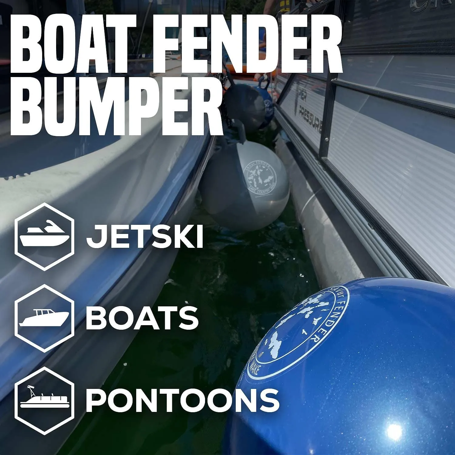 SAVur Inflatable Boat Fender Bumper for Docking and Raft Tie Up or Pontoon Jet Ski and Boat - Bumper Buoy Large 24 Inch Diameter