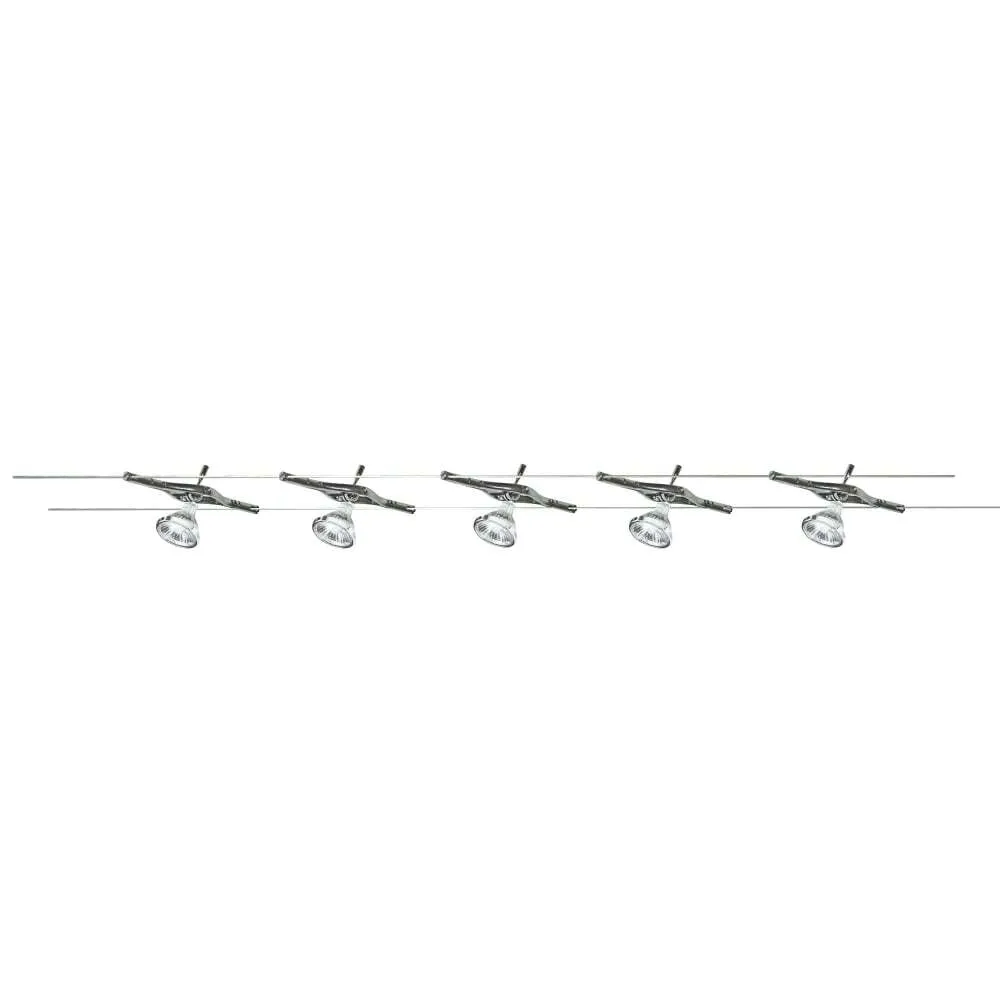 Searchlight 5098-05-LED 5 Light Led Cable Kit Adjustable Spotlight Heads Chrome