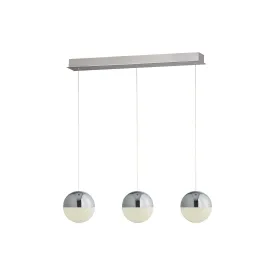 Searchlight 5843-3CC Marbles 3 Light LED Globe Bar Pendant Crushed Ice Effect Shade Chrome