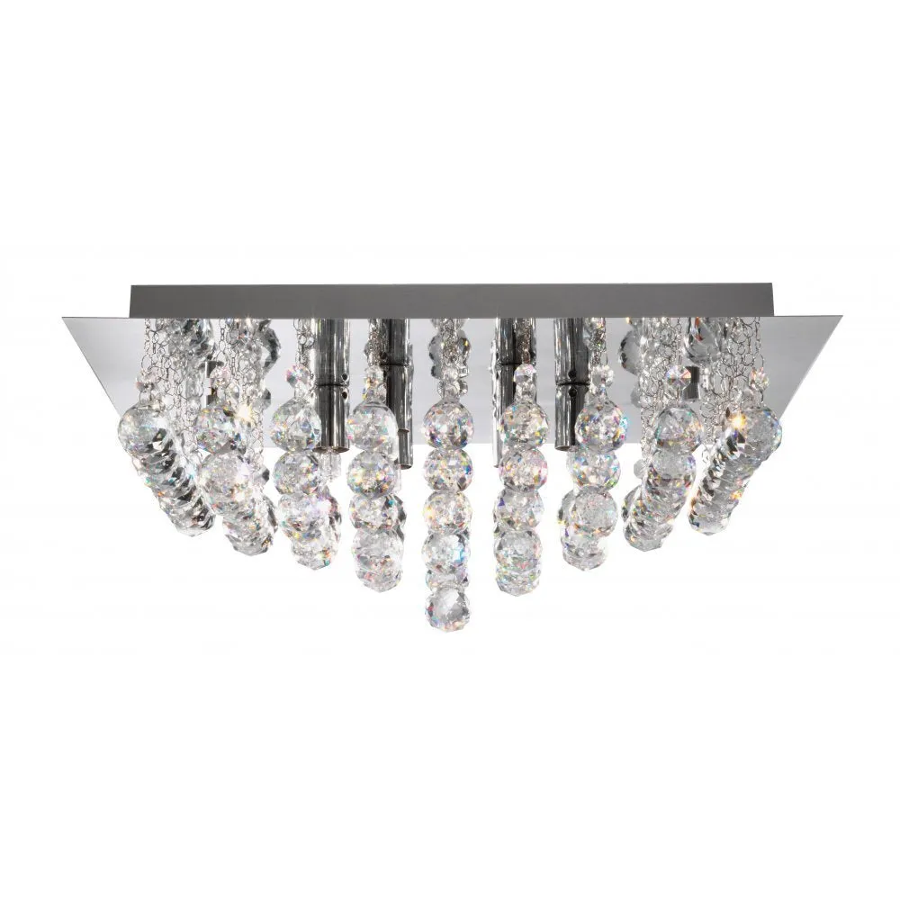 Searchlight 6408-8CC Hanna 8 Light Chrome Square Flush-crystal Balls