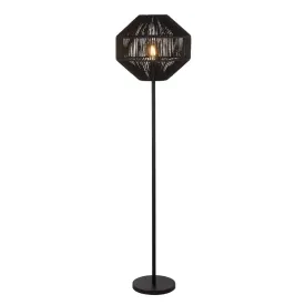Searchlight Lighting 11202-1BK Wicker 1 Light Floor Lamp Black Wicker