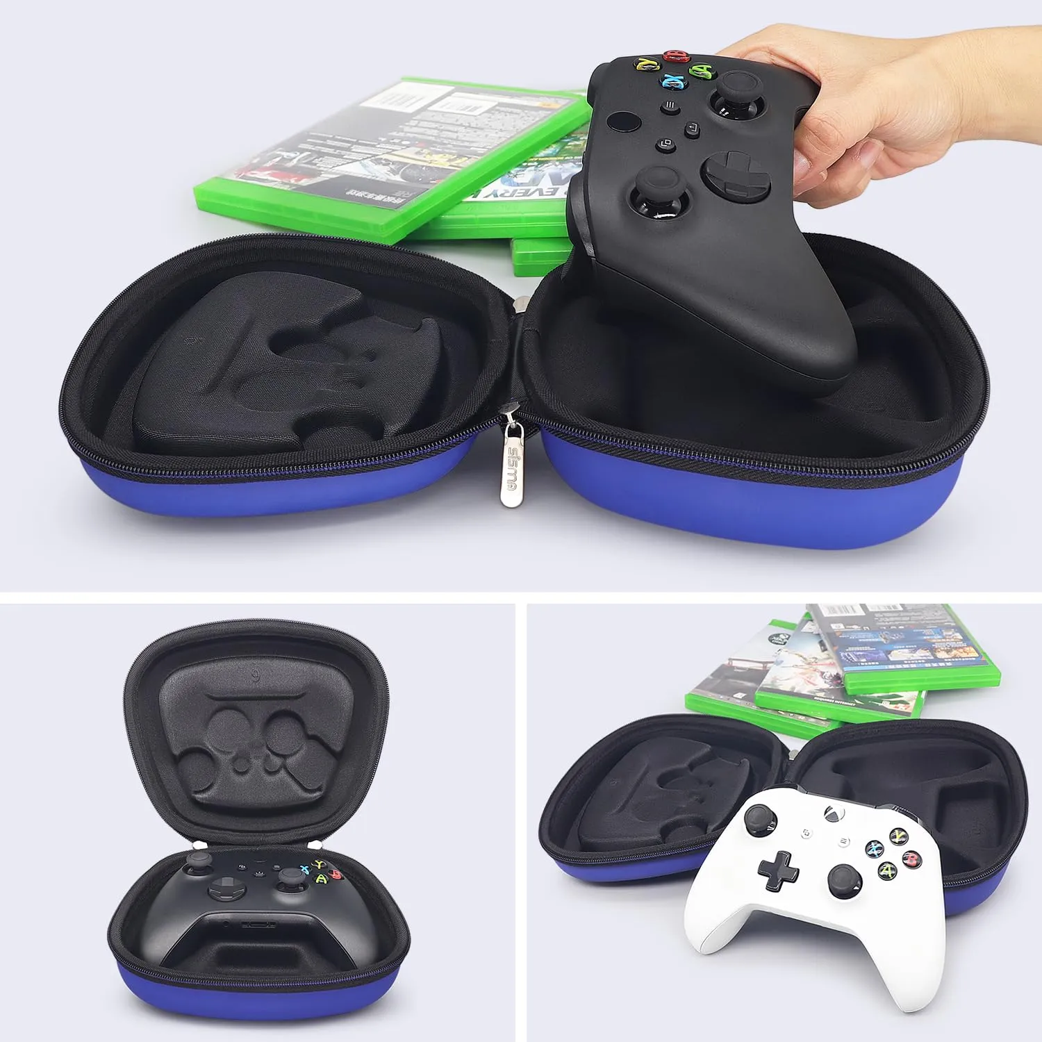 sisma Carry Case Compatible with Xbox Series X/S & Core Wireless Controller, Xbox Controller Holder Travel Protective Case Home Safekeeping Storage Bag Blue