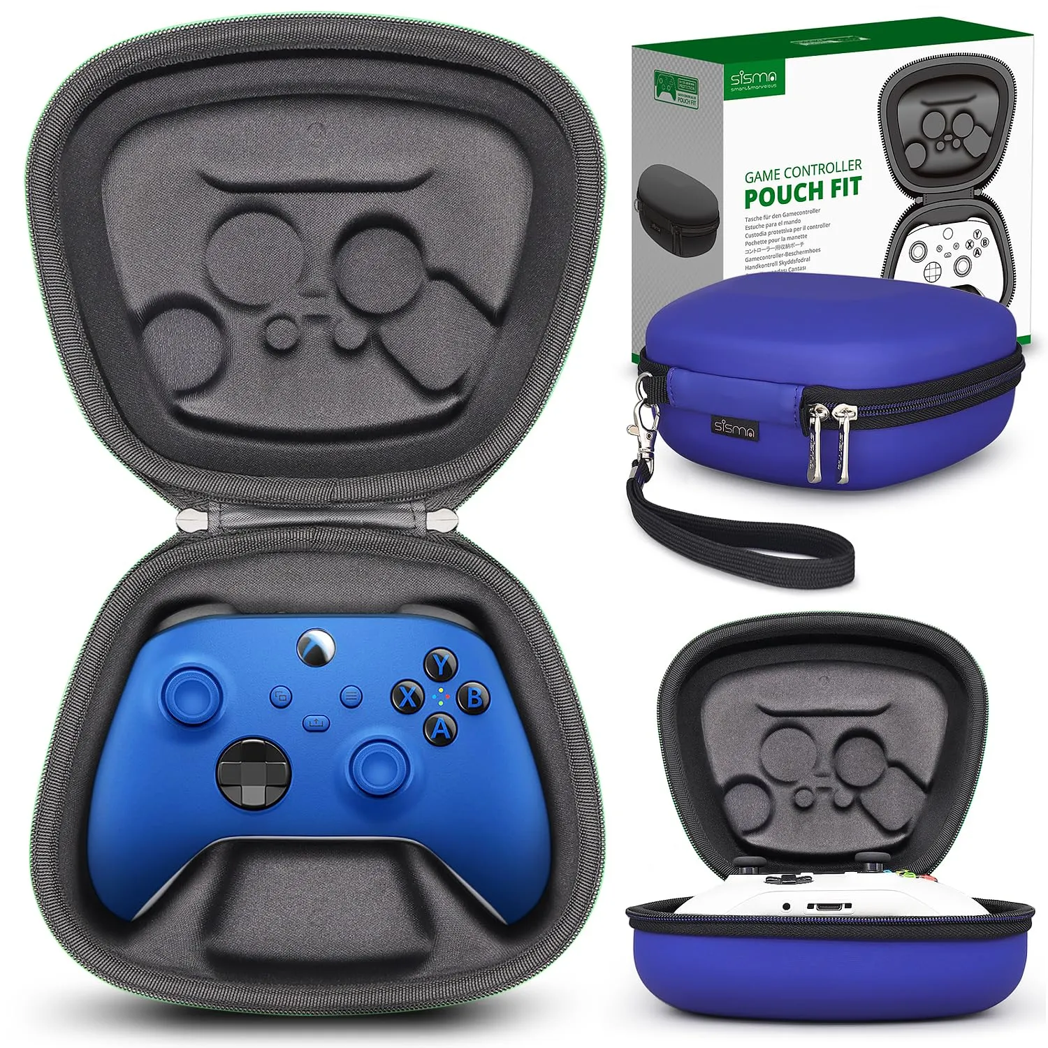 sisma Carry Case Compatible with Xbox Series X/S & Core Wireless Controller, Xbox Controller Holder Travel Protective Case Home Safekeeping Storage Bag Blue