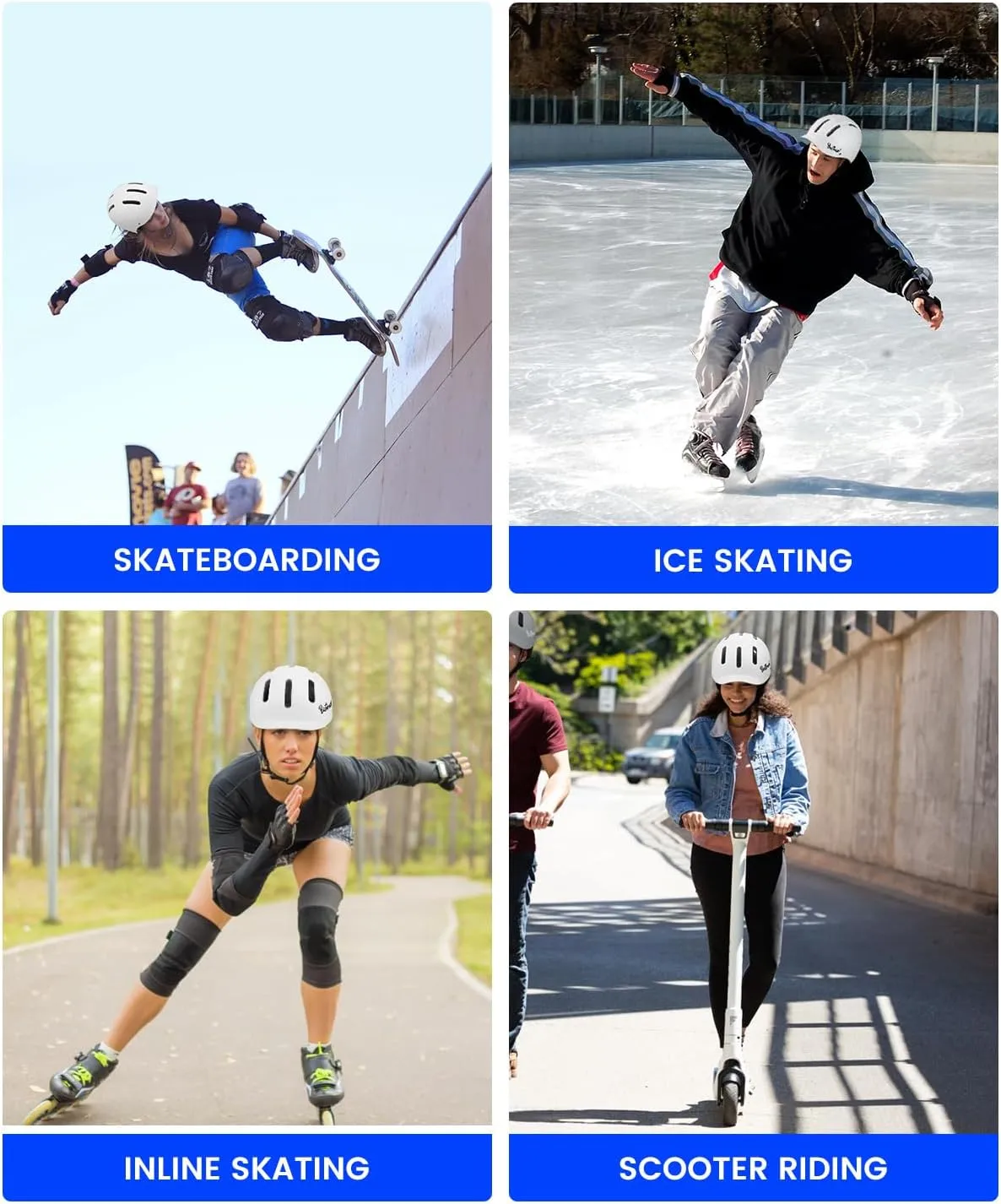 Skateboard Helmet, Adjustment Bike Helmets, Multi-Sport Bicycle Skateboard Skating Longboard Commuter Helmet for Men Women