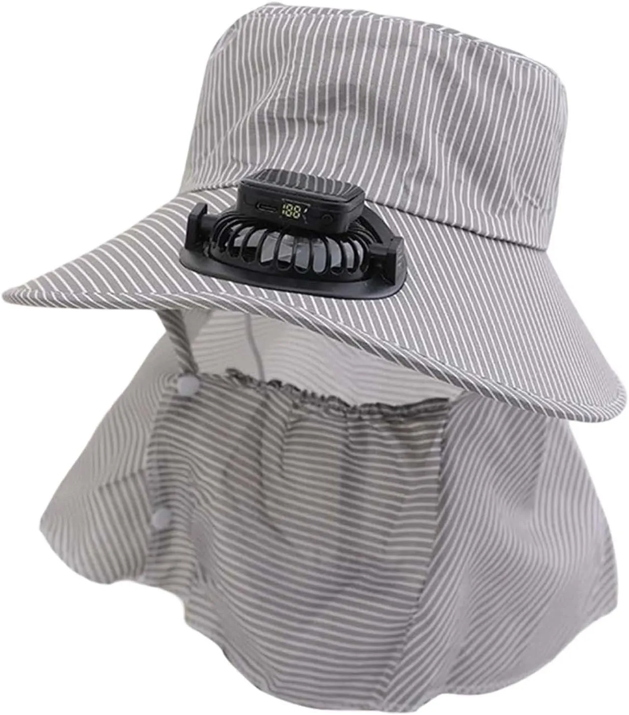 Solar Fan Hat Wide Brim Solar Fan Hat Outdoor Sun Hats Fishing Hat with Removable & USB Charging Beach