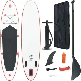 Stand Up Paddle Board Set for Ultimate Water Fun, Inflatable Surfboard with Oar and High-Pressure Pump, Red and White
