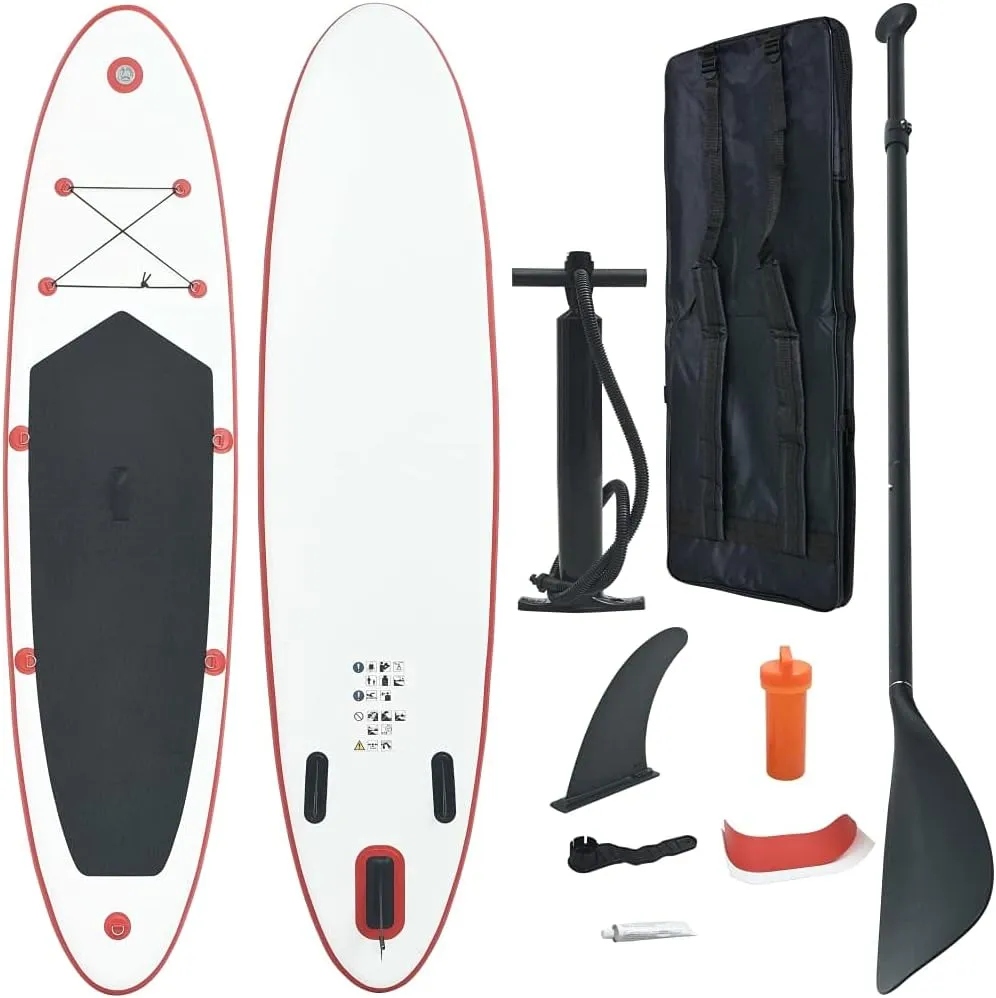 Stand Up Paddle Board Set SUP Surfboard Inflatable Red and White,Paddleboards-28.16lbs