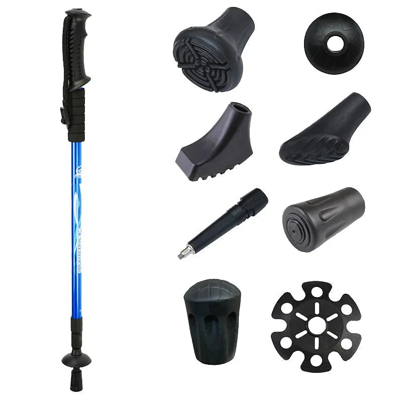 Telescopic Walking Sticks & Trekking Poles with Rubber Tips and Tungsten Carbide Tip - Ideal for Hiking, Camping, Climbing