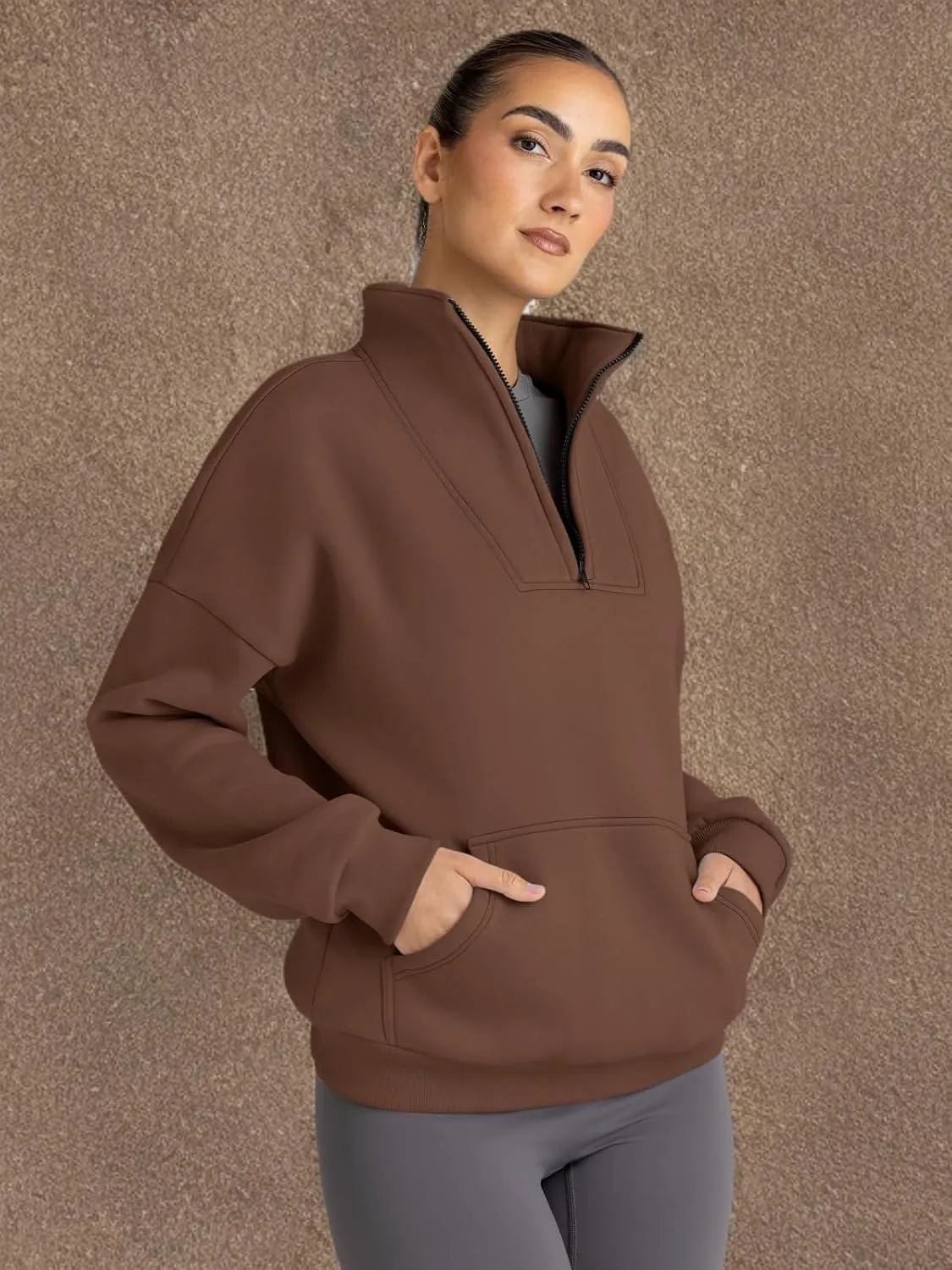 Trendy Queen Sweatshirts Quarter Half Zip Pullover Oversized Hoodies Sweaters Comfy Fall Outfits 2025 Y2K Winter Clothes