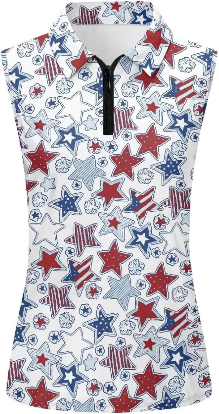 Women's Golf Shirt Short Sleeve Tennis Shirt Quarter Zip Golf Pullover Golf Polo Shirts Argyle Summer Dry Fit Tops UPF50 